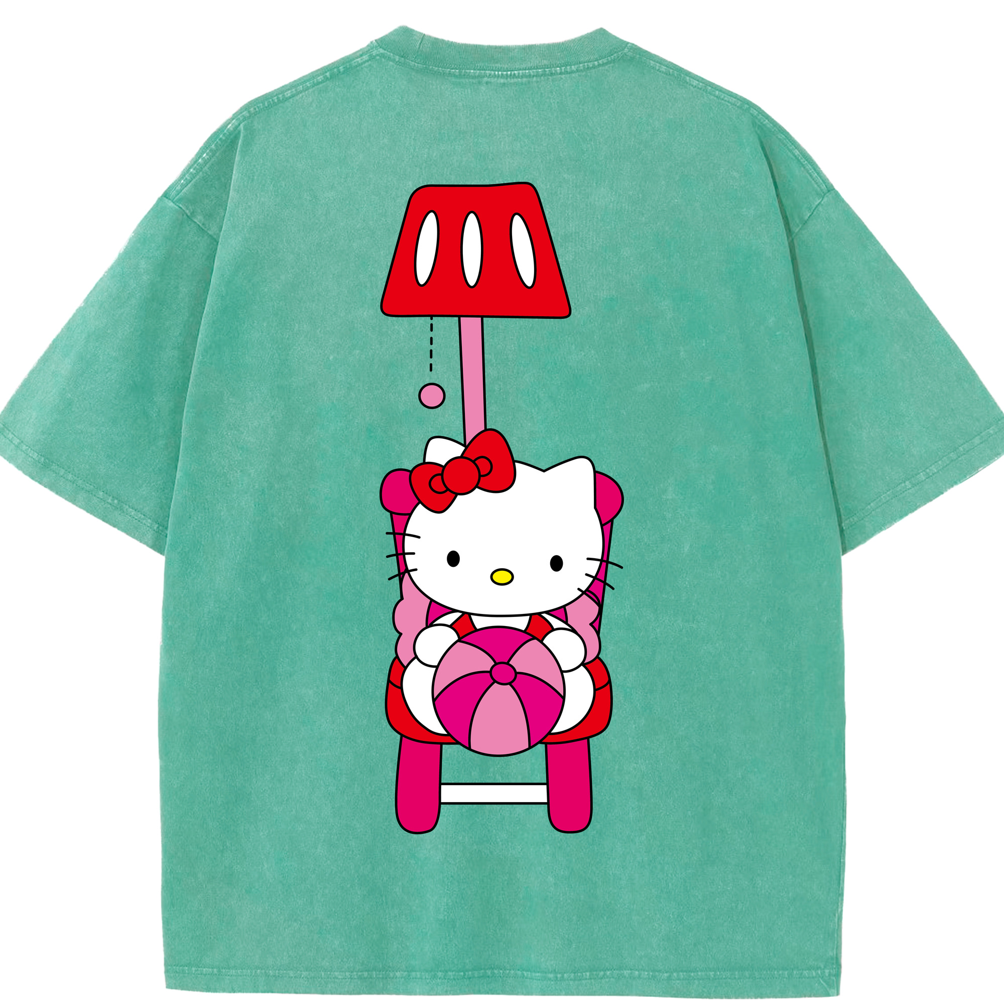 （画像用） Hello Kitty ハローキティ 綿100% ヴィンテージ風 半袖Tシャツ（背面プリント）
